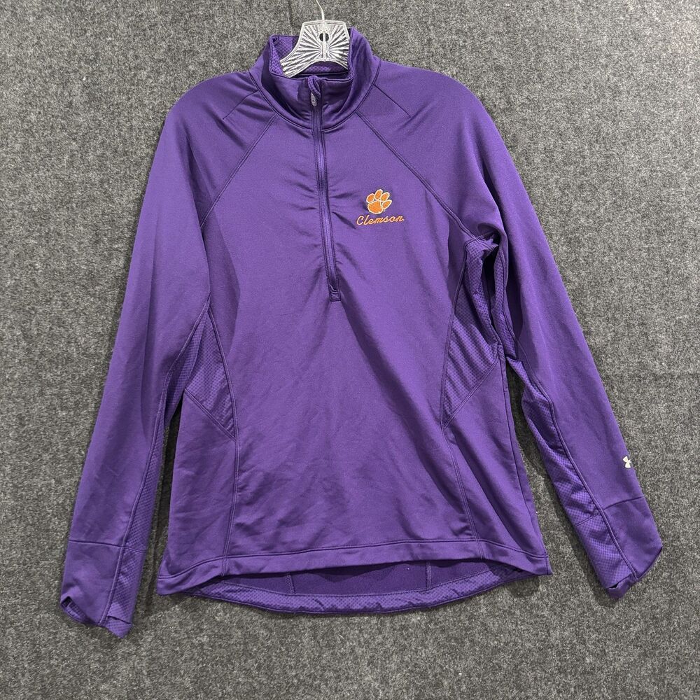 Clemson Tigers Shirt Women's Large Purple NCAA Football Pullover Under Armour
